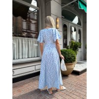 Летнее платье миди в цветок голубого цвета 33385