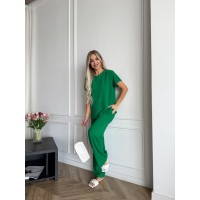 Жіночий легкий прогулянковий костюм зеленого кольору 33391