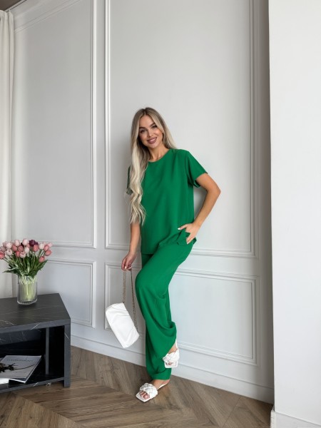Жіночий легкий прогулянковий костюм зеленого кольору 33391