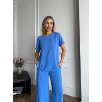Жіночий легкий прогулянковий костюм свiтло-синього кольору 33393