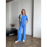 Жіночий легкий прогулянковий костюм свiтло-синього кольору 33393