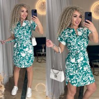 Легка сукня міні з поясом зеленого кольору 33400