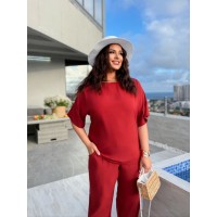 Жіночий легкий прогулянковий костюм червоного кольору 33403