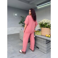 Жіночий легкий прогулянковий костюм пудрового кольору 33406