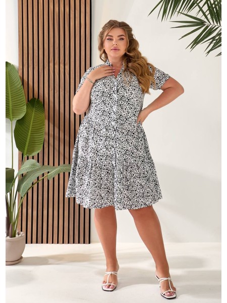 Літня сукня вільного крою на ґудзиках молочного кольору 33410