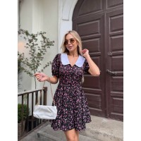 Классическое платье мини с воротником черного цвета 33415