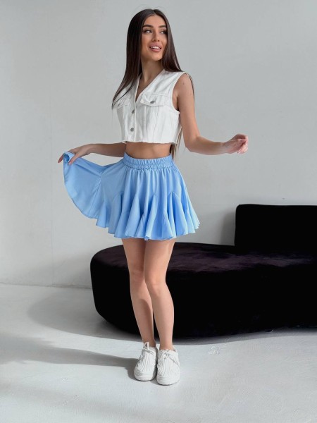 Повітряна спідниця-шорти блакитного кольору 33417