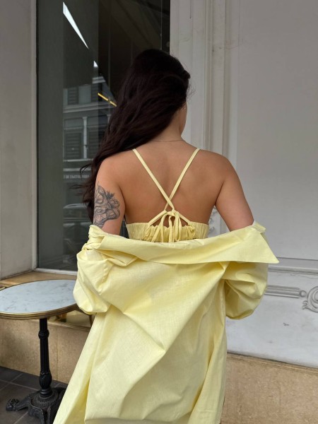 Жіночий літній костюм 3-ка жовтого кольору 33426