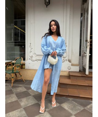 Літня сукня міні+накидка блакитного кольору 33429