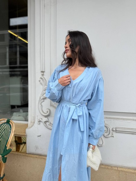 Літня сукня міні+накидка блакитного кольору 33429