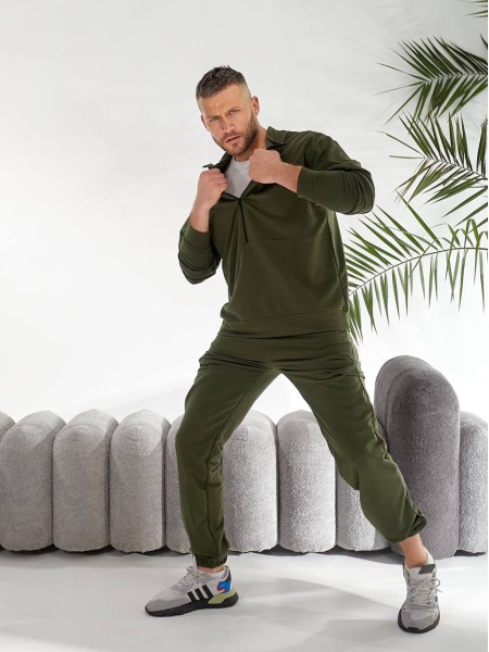 Чоловічий спортивний костюм кольору хакi 33438