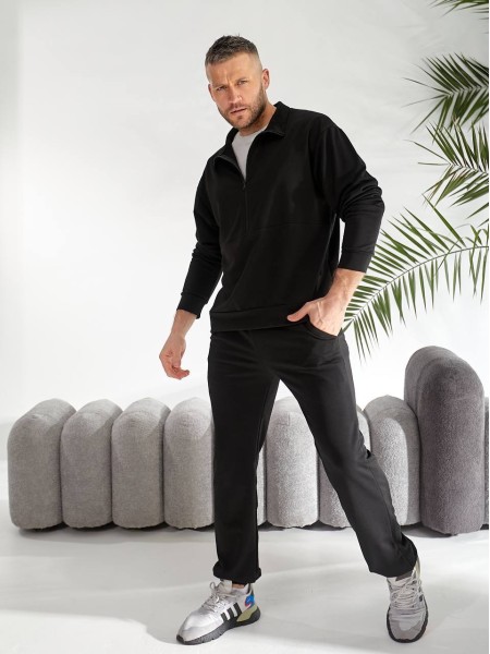 Чоловічий спортивний костюм чорного кольору 33440