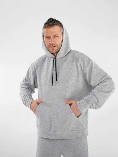 Чоловічий спортивний костюм з капюшоном сiрого кольору 33443
