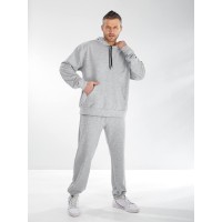 Чоловічий спортивний костюм з капюшоном сiрого кольору 33443