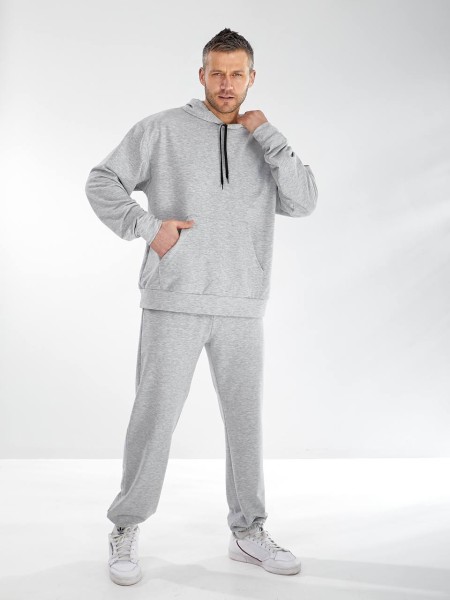 Чоловічий спортивний костюм з капюшоном сiрого кольору 33443