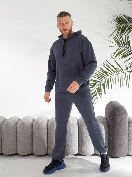 Чоловічий спортивний костюм з капюшоном графiтового кольору 33444
