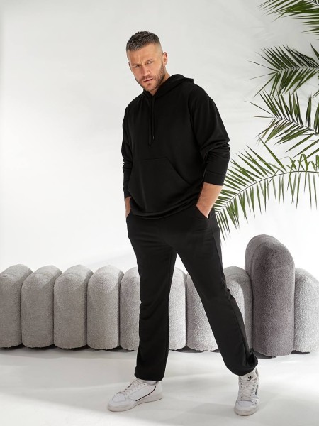 Чоловічий спортивний костюм з капюшоном чорного кольору 33445