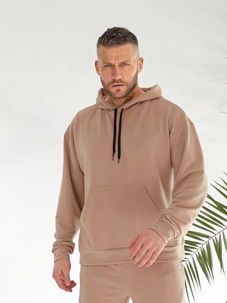 Чоловічий спортивний костюм з капюшоном кавового кольору 33446