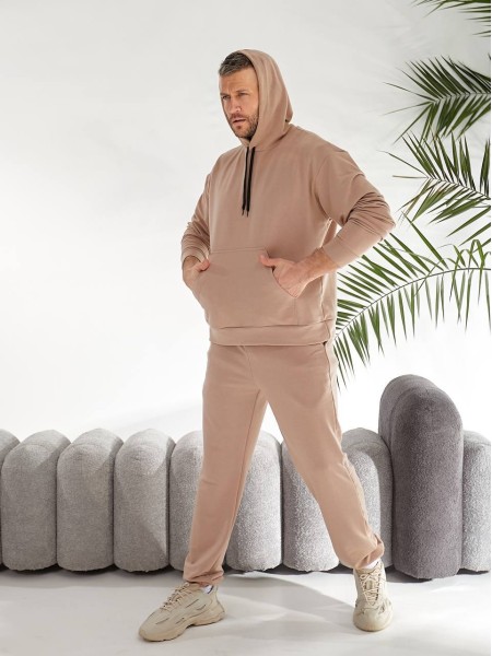 Чоловічий спортивний костюм з капюшоном кавового кольору 33446