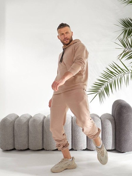 Чоловічий спортивний костюм з капюшоном кавового кольору 33446