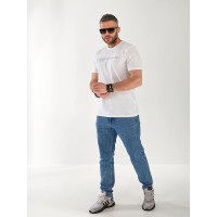 Чоловіча футболка з цифрами білого кольору 33449