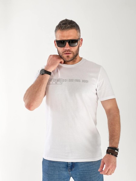 Чоловіча футболка з цифрами білого кольору 33449