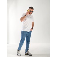 Чоловіча футболка з цифрами білого кольору 33449