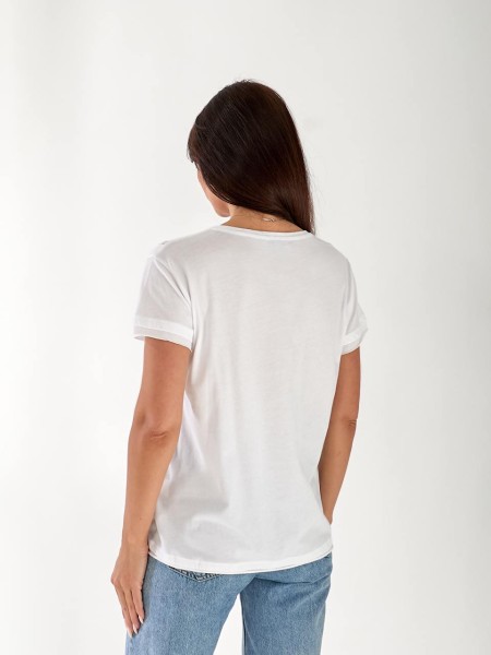 Жіноча базова футболка з написом білого кольору 33453