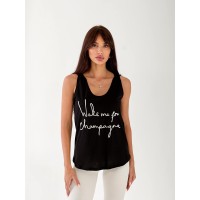 Майка базова жіноча з написом чорного кольору 33454