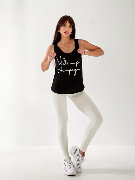 Майка базова жіноча з написом чорного кольору 33454