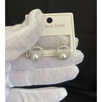 Сережки Перлина англійський замок срібного кольору 33456