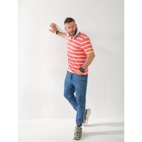 Чоловіча футболка поло в смужку помаранчевого кольору 33462