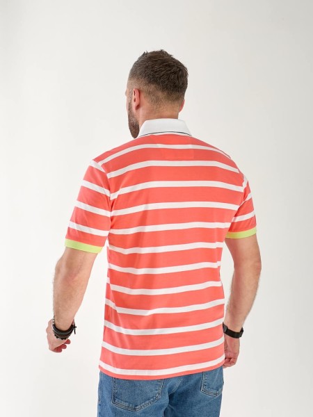 Чоловіча футболка поло в смужку помаранчевого кольору 33462