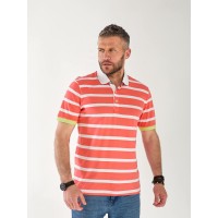 Чоловіча футболка поло в смужку помаранчевого кольору 33462