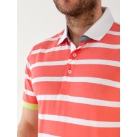 Чоловіча футболка поло в смужку помаранчевого кольору 33462