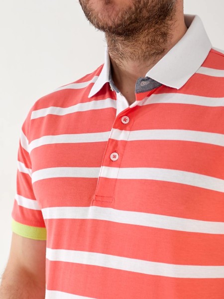 Чоловіча футболка поло в смужку помаранчевого кольору 33462