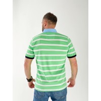 Чоловіча футболка поло в смужку зеленого кольору 33463