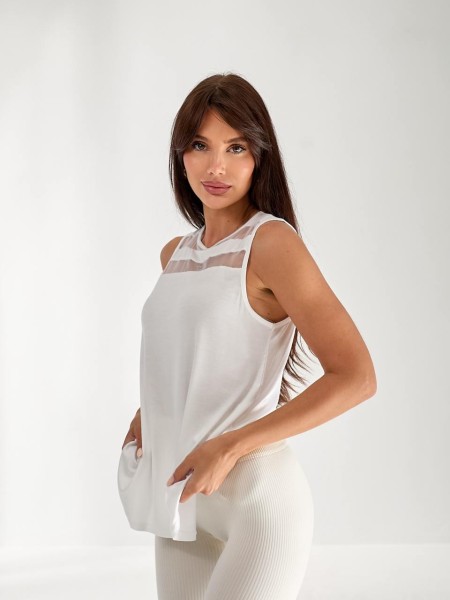 Жіноча футболка з сіткою білого кольору 33467