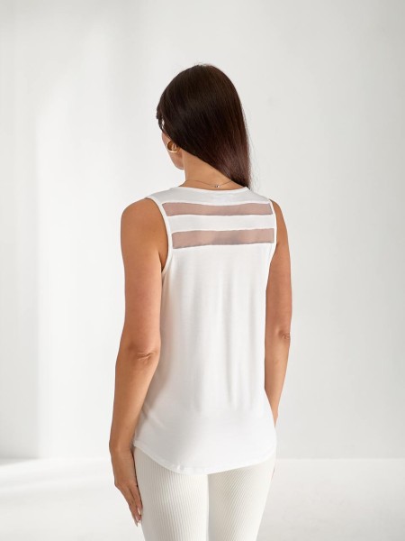 Жіноча футболка з сіткою білого кольору 33467