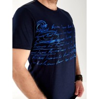 Чоловіча футболка з написом синього кольору 33468