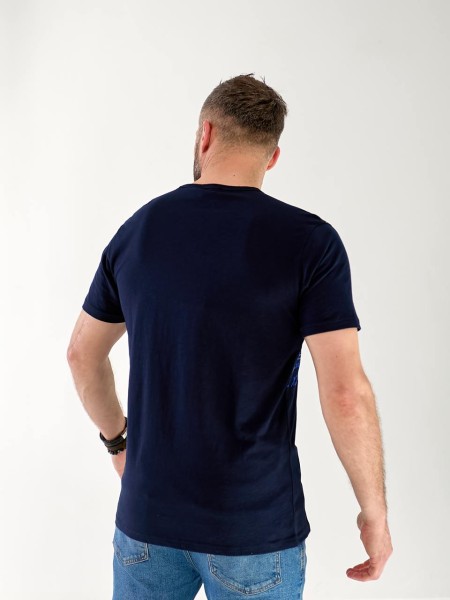 Чоловіча футболка з написом синього кольору 33468