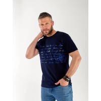 Чоловіча футболка з написом синього кольору 33468