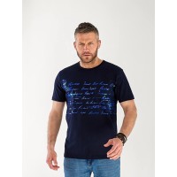 Чоловіча футболка з написом синього кольору 33468