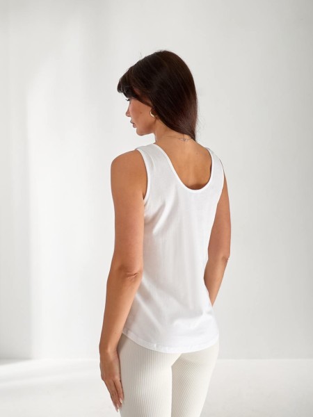 Майка базова жіноча з написом бiлого кольору 33470