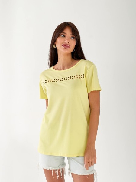 Жіноча футболка з візерунками жовтого кольору 33471