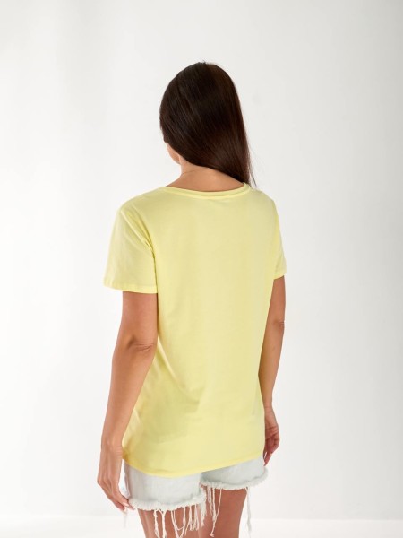 Жіноча футболка з візерунками жовтого кольору 33471