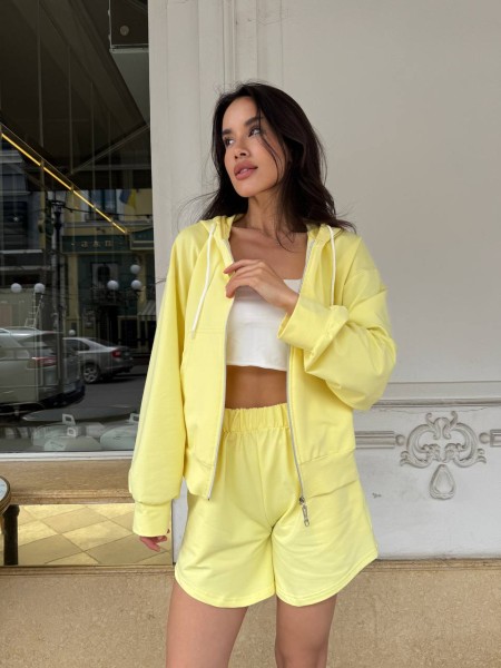 Жіночий літній спортивний костюм жовтого кольору 33484