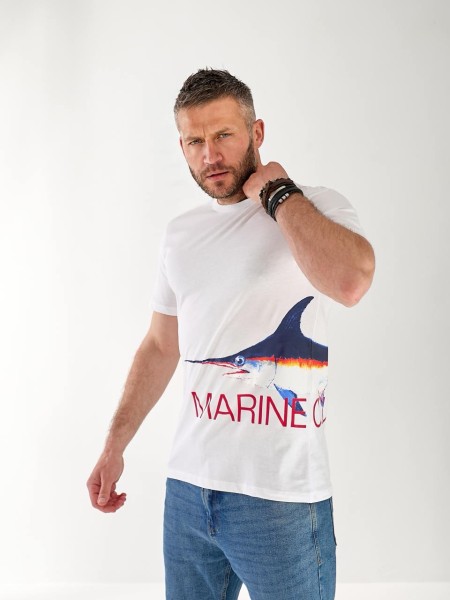 Чоловіча футболка з малюнком бiлого кольору 33489