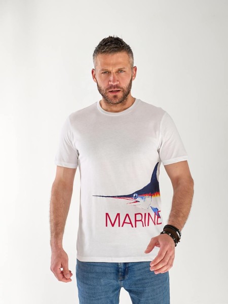 Чоловіча футболка з малюнком бiлого кольору 33489