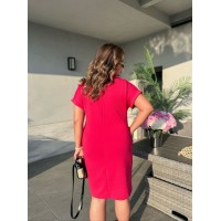 Жіноча літня сукня з малюнком малинового кольору 33490